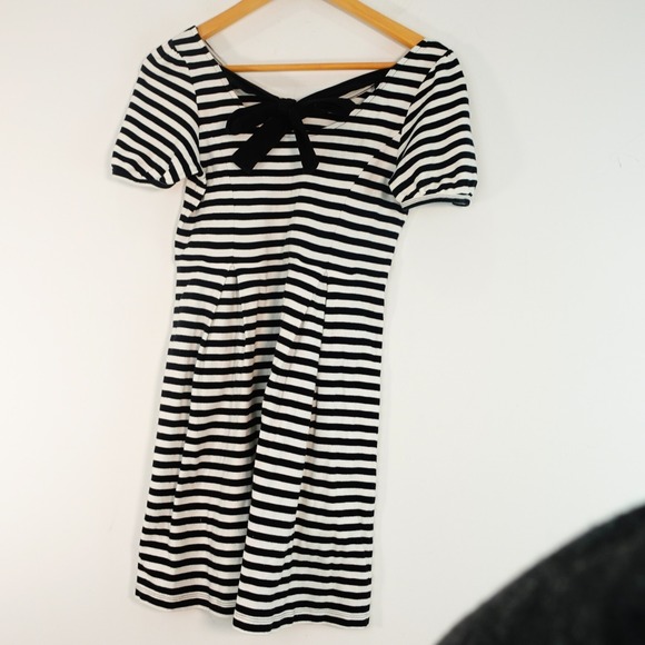 Uniqlo BANNER BARRETT Womens Mini Dress XS Black Breton Stripe‎ Nautical Sailor - Picture 1 of 10